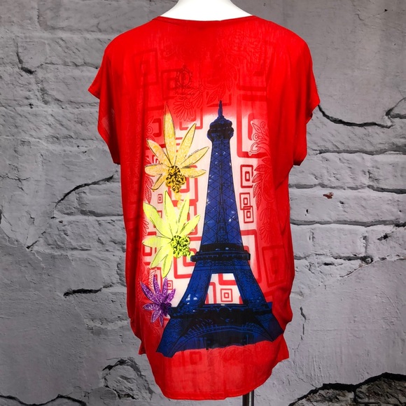 Portman Fashion Eiffel Tower Red shirt Small - Picture 3 of 8